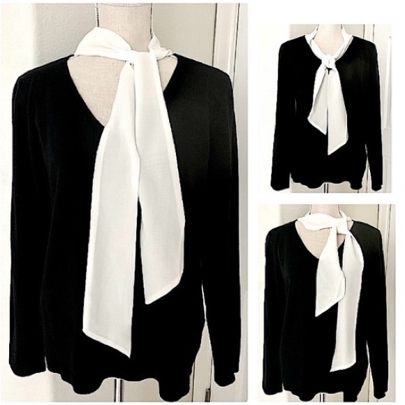 Vila Milano Sweaters - Vila Milano Sweater with Attached Sheer Scarf